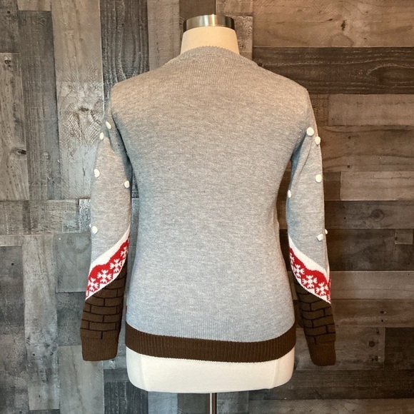 Santa Chimney ugly Christmas sweater small kidcore holiday party snow winter - Picture 9 of 12